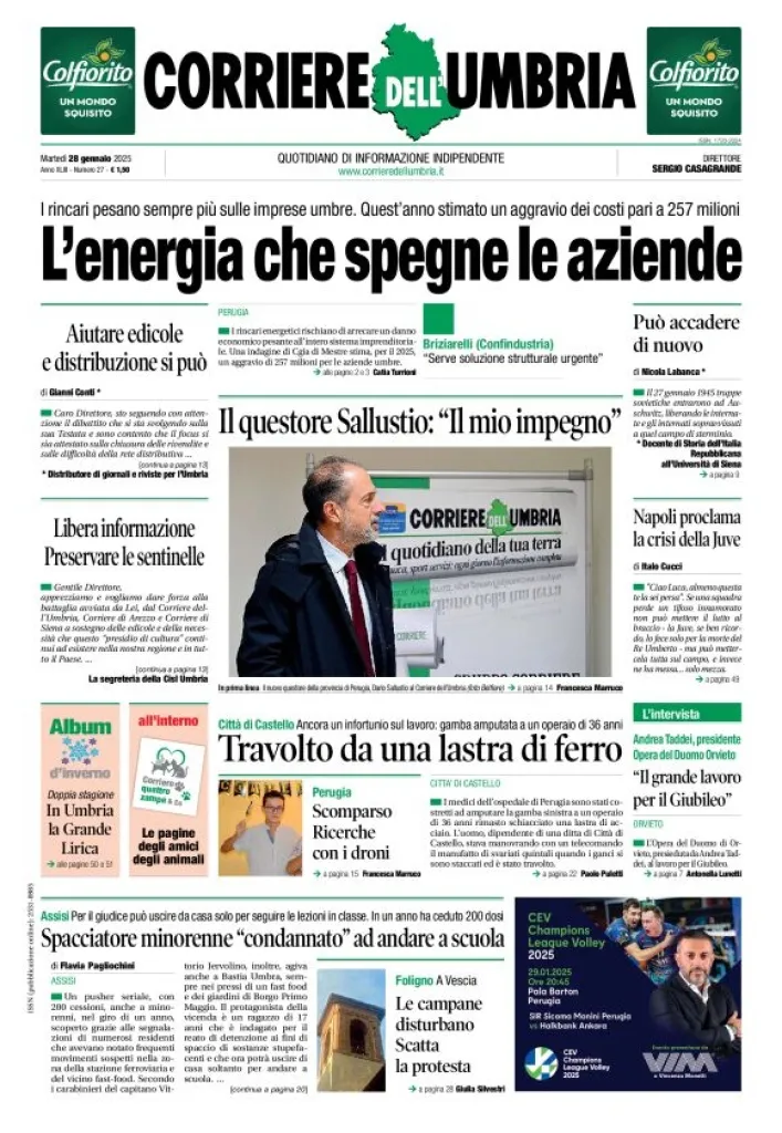 Prima-pagina-corriere umbria-del-2025-01-28